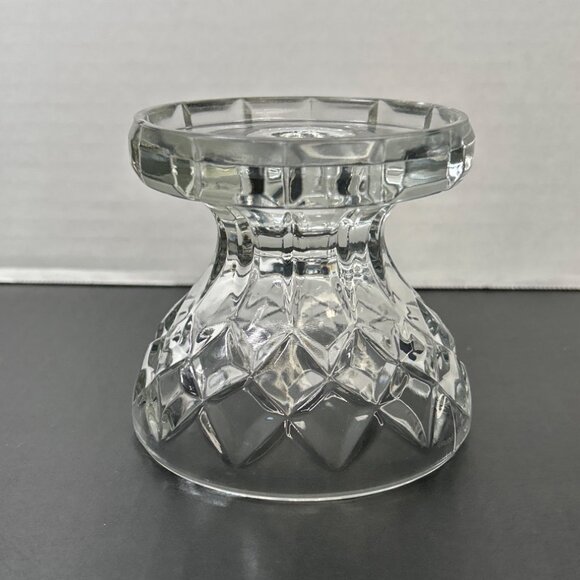 Vintage Fenton Clear Glass Hurricane Candle Lamp Bottom Base Only - Picture 1 of 7